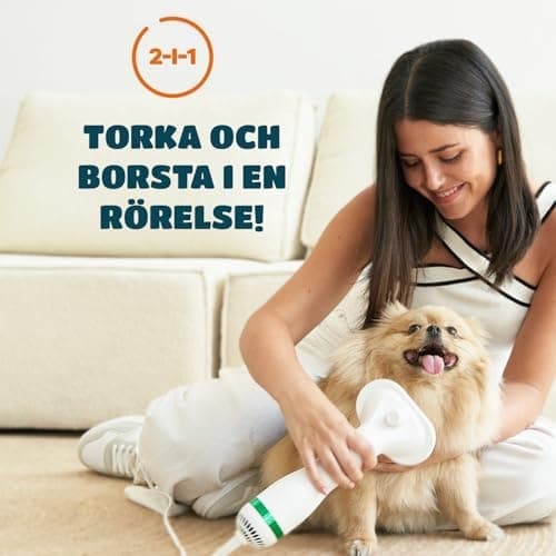 Hårtørrer til kæledyr 2 i 1 med Slicker børste til kat og hund