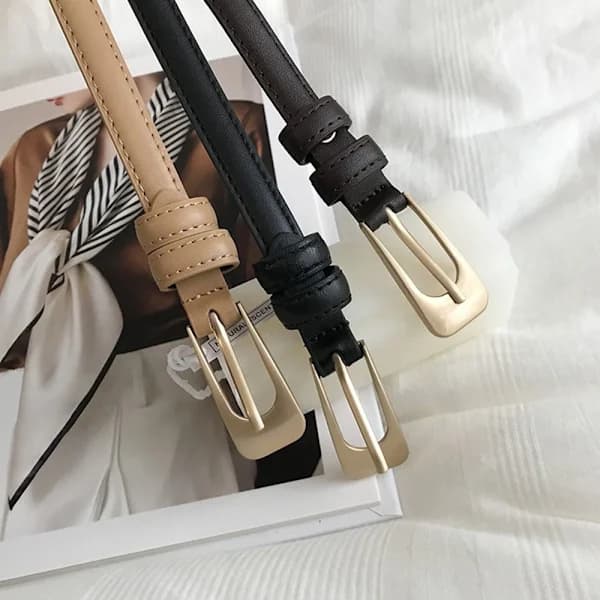 Läderbälte Metallspänne Midjeband KHAKI khaki