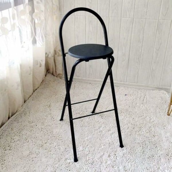 Foldbar barstol 65 cm køkkenstol med ryglæn sort/NC/