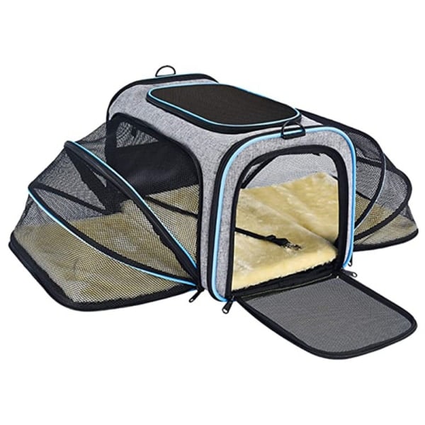 [NT] 4 sidor Expanderbar Djurbärare Bärbar andningsbar Crossbody-väska för hund och katt Grå