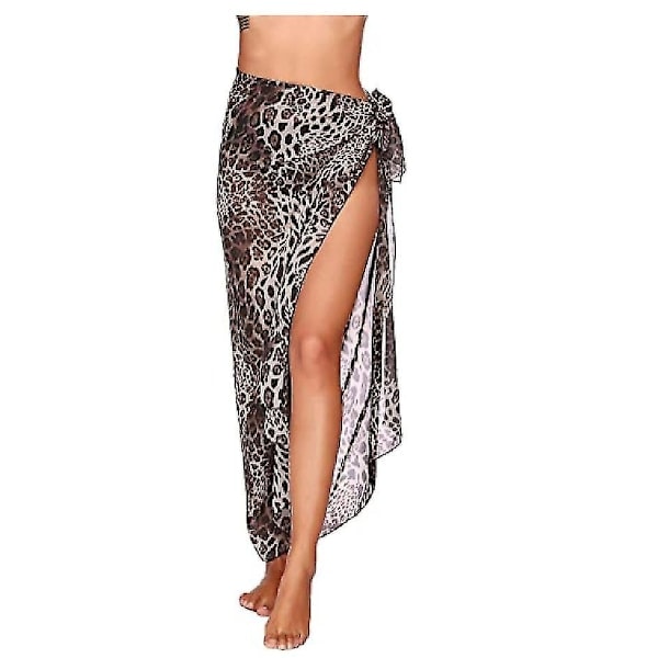 Kvinnors Strand Sarong Pareo Chiffong Bikini Omlottkjol Cover Up för Badkläder-WELLNGS Leopardtryck/NT/