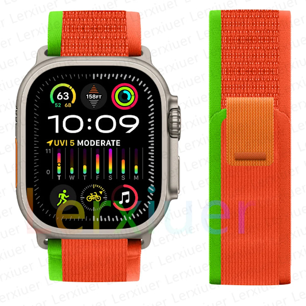 Trail Loop-armband för Apple Watch Ultra 2, 49 mm, 44 mm, 45 mm, 40 mm, 41 mm, 38 mm, 42 mm, 45 44 mm armband iWatch serie 8 9 7 6 5 3 se grön röd green red/NC/ 38 40 41mm green red