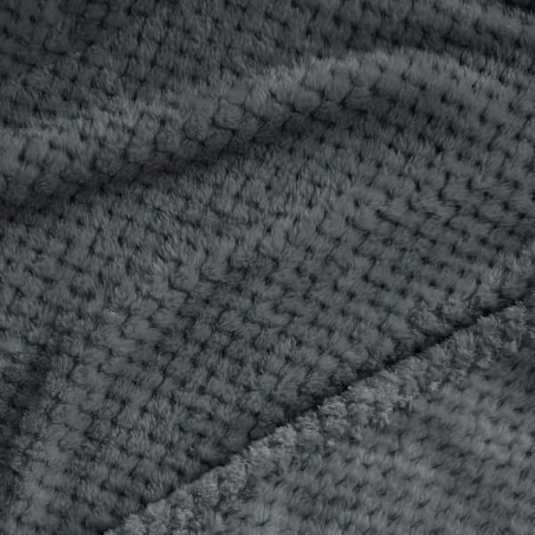Flanellteppe, 127x178 CM Mykt Sofateppe, Vaffelfleecepledd for Sofa, Mørkegrått Teppe