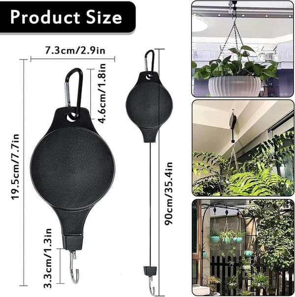 2-pack Retractable Hanging Plant Hangers white white