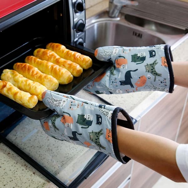 1 par ovnhandsker varmebestandige BBQ grillhandsker isolerende polyester