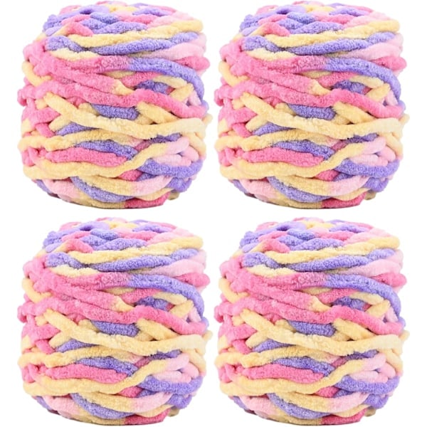 [NT] Stickgarn 4 x 100g Flerfärgat Garn för Stickning och Virkning, Mjukt Tjockt Garn, Gradient