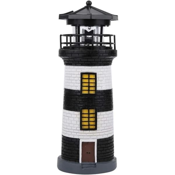 Solcellsdriven Fyr, LED Solcellsfyr Staty Roterande