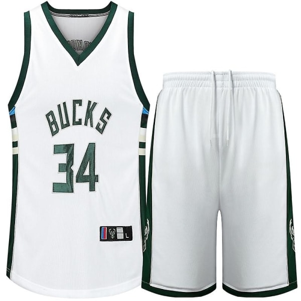 Bucks nr. 34 Antetokounmpo Basketballtrøye Drak Voksne Barn Komfort Fotballtrøyer hvit-WELLNGS hvit S/NT/