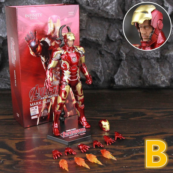 Zd Toys Marvel Iron Man Mk1 Mk2 Mk3 Mk4 Mk5 Mk6 Mk7 Mk42 Mk43 7&quot; Elokuva Toimintahahmo Iron-man Mark 1 2 3 4 5 6 7 42 43 Legends C MK42 B - Irtonainen