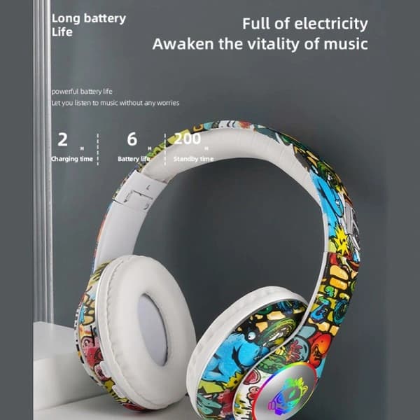 /NN/Langattomat Bluetooth-kuulokkeet LED-valolla lapsille, musta