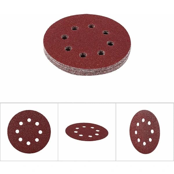 10 Pieces 5 Inch 8-Hole Sandpaper Sanding Discs Hook and Loop