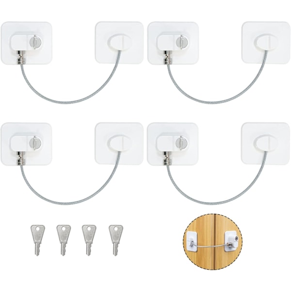 4-pack Barnfönstersäkerhet, Vit Barnlåssäkerhet med 4 Nycklar