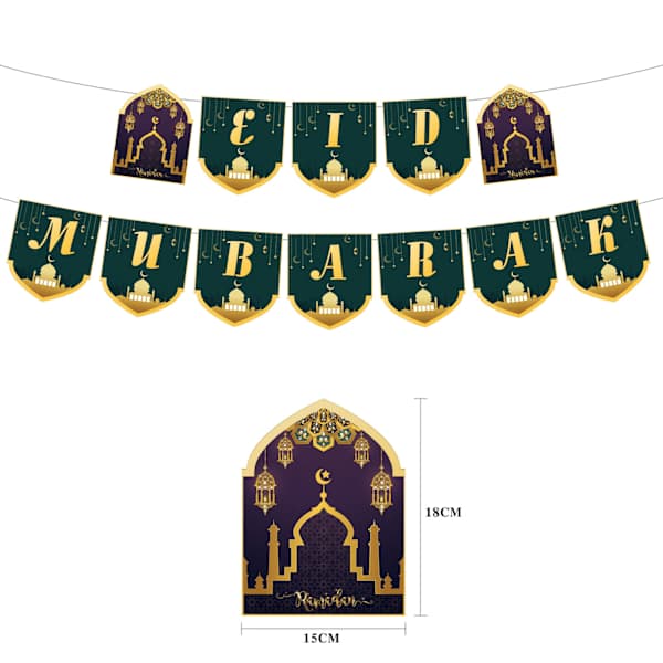 Eid Mubarak Banner Ramadan Dekor GRØNN