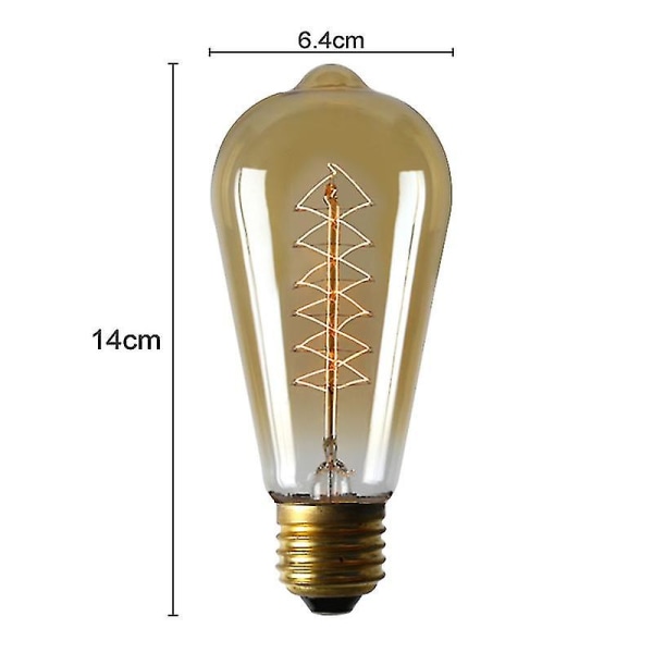 Edison Glödlampa E27 40w 220v Retro Vintage Edison Glödlampa Glödlampor Vintage Edison Lampa Retro Light 6PCS ST64 S