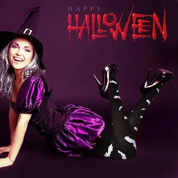 6 par Halloween-strømper Nyhed Halloween lårhøje strømper
