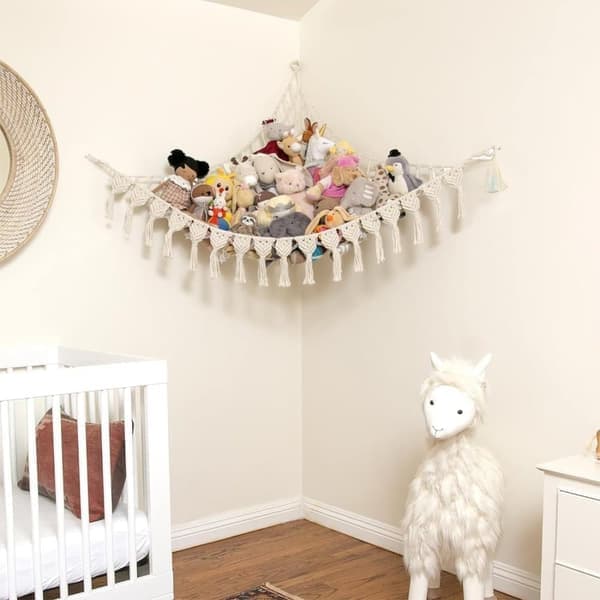 Boho Macramé -verkko/riippumatto pehmoleluille - pehmolelujen säilytys