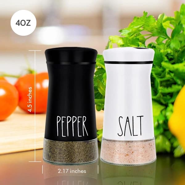 2-delt - rustfrit stål - med justerbar tud - bondegårdsstil - salt- og peberstrøer