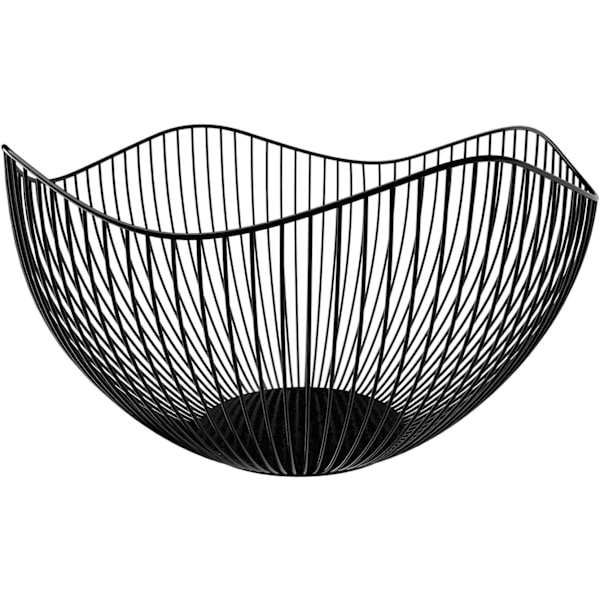 [NT] Svart Fruktskål, 27x13x10cm Stor Trådfruktskål, Metall Svart Fruktkorg, Hållbar