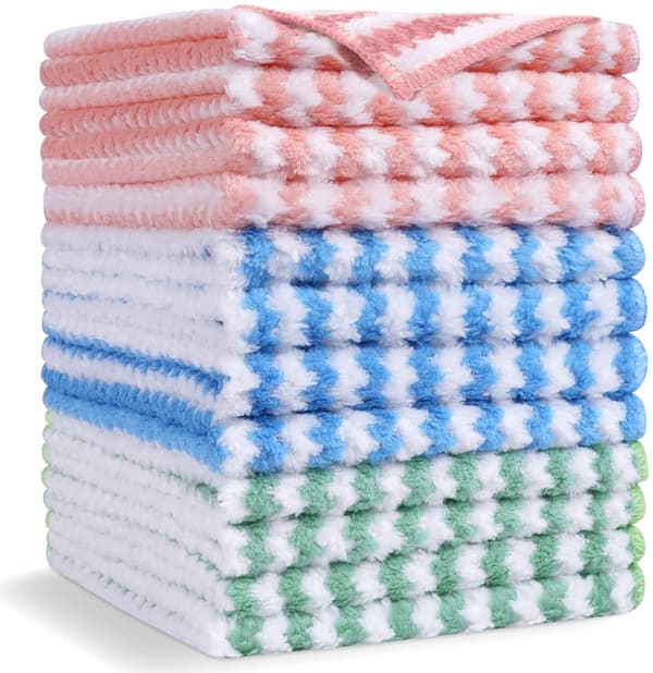 Mikrofiberdukar - Set om 12 - Multifunktionell - 30x30 cm - Blå, Rosa, Grön