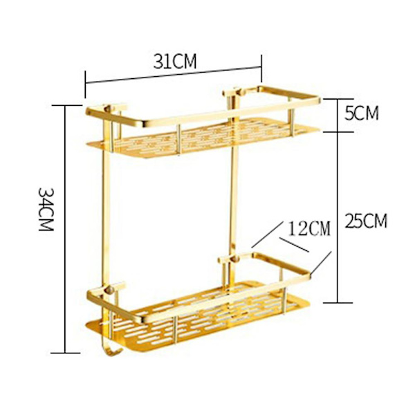 Duschshelf med Hängande Rakhyvel och Svamp, Självhäftande, Badrum Gold