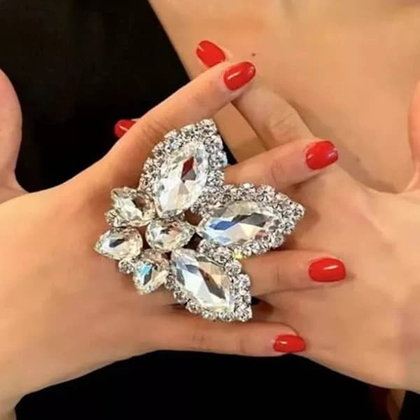 Överdriva Rhinestone Åpne Ringer Krystall Fingerring STIL 3 Stil 3