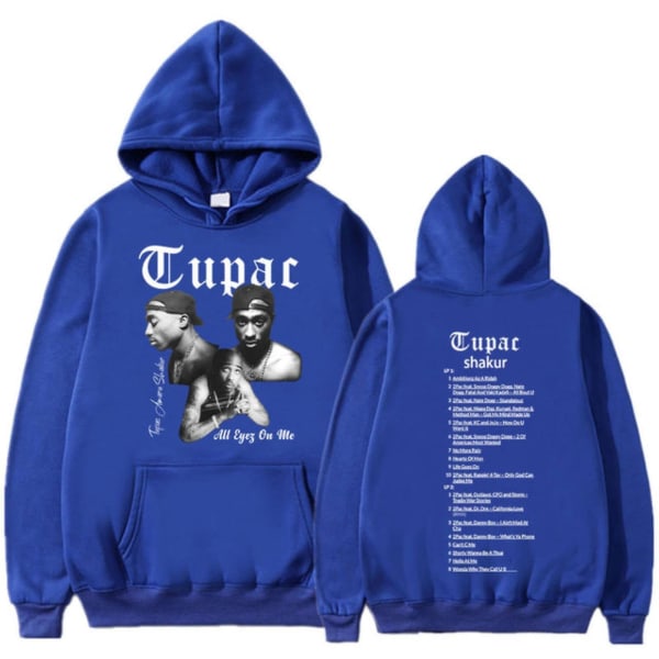 Tupac 2pac Hoodie Herr Dam Mode Luvtröjor Barn Hip Hop Luvtröjor Dam Svettningar Pojke Kappor Rapper Sweats 3XL Royal blue