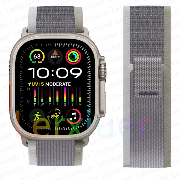 Trailrem til Apple Watch Ultra 2 rem 49mm 44mm 45mm 40mm 41mm 38mm 42mm 45 44 mm armbånd iWatch series 8 9 7 6 5 3 se Grøn Grå Green Gray/NC/ 42 44 45 49mm Green Gray
