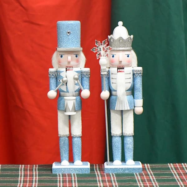 Glitter blå nøtteknekker figur minneverdig unik gave samleobjekt Festlig dekorasjon til jul Tn3005