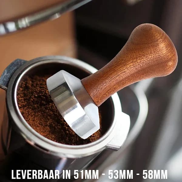 Seneste Kaffepress Kaffedispenser 53mm - Tre og Aluminium - Barista Espresso Utjevner Kaffedispenser - 53mm