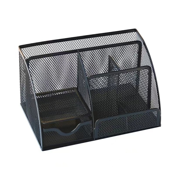 Penholder, Multifunktionel Skrivebordsorganisator Mesh Metal Penholder Papirvarer Container Boks Kontor Skoleartikler Tilbehør Tessellated black