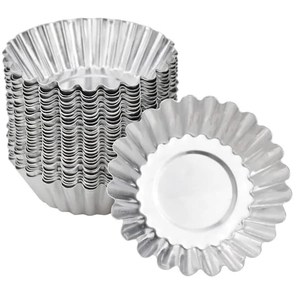 30-pack Äggpajformar - Bakformar i stål - Muffinsformar - Cupcakeformar - Puddingformar - Desserter - Glass - Non-stick & Återanvändbara - Silver