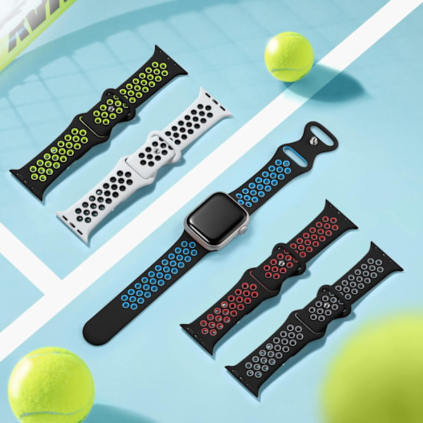 [NT] 5 kpl hengittäviä urheilurannekkeita, jotka ovat yhteensopivia Apple Watch 49mm 45mm 44mm 42mm kanssa, Apple Watch 8 / iWatch Series 9/8/7/SE/6/5/4/3/2/1 -kelloille