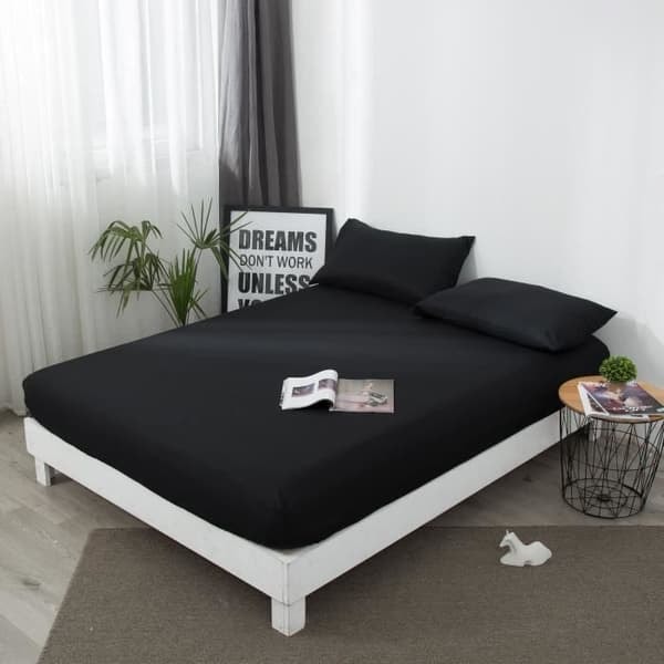 {NT} Madrasbeskytter 90x200-30cm | Vandtæt og mikroventilerende underlag | Blød og lydsvag sort