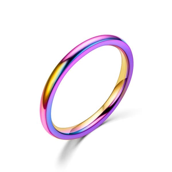 2 mm tynde ringe i rustfrit stål rosaguld Mode simple titanium stålringe til kvinder pigegaver