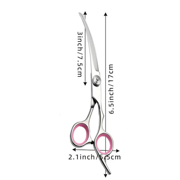 Dog Scissors Curved 19 cm - Pet Grooming Scissors - Rounded Silver Silver