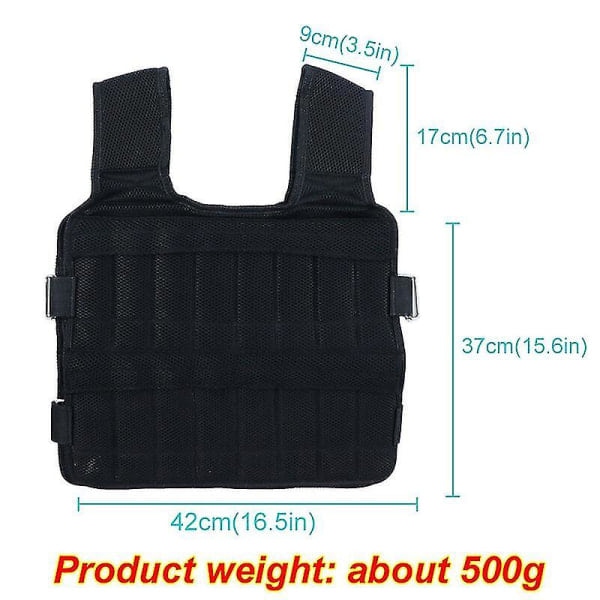 30 kg Trenings Vektvest for Lasting Boksing Løping Inkl. Styrketrening Trening Fitness Justerbar Vest Jakke Sand Klær. Eksklusive sand, fylling