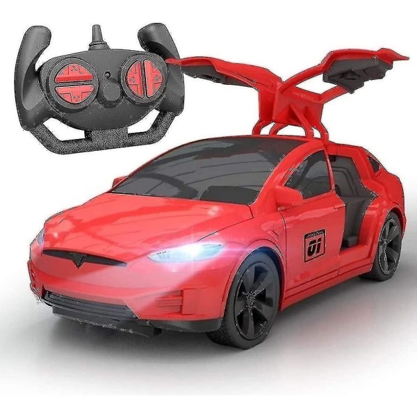 Nyårsjul 4-kanals Tesla Dynamic Elegant Remote Control Car Rc Fordonspresenter För Barn Dynamic Remote Control Car Laddningsbar 24g Red
