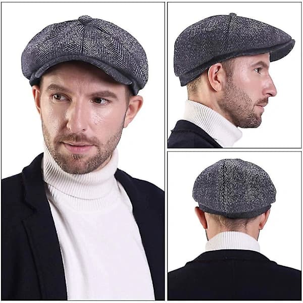 Herrehatt, flat caps, Baker Boy-hatt, flat caps, justerbar størrelse