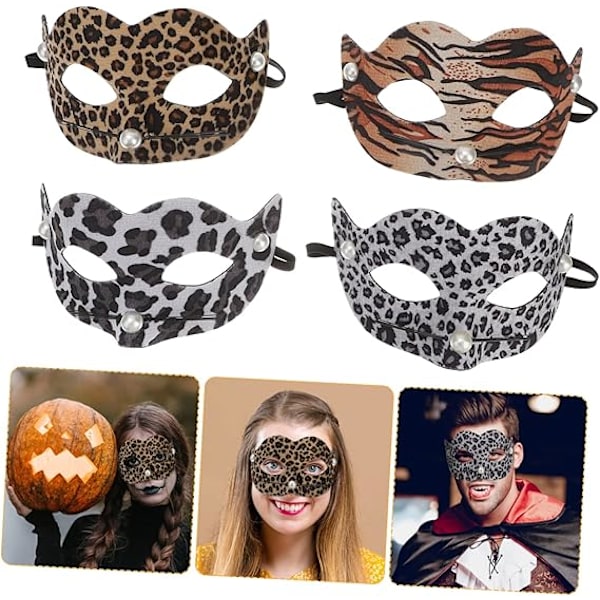 4 stk leopard PVC maske Halloween maske maskerade maske for kvinner Halloween blonde maskerade cosplay kostymer maskerade masker maske dekor delikat dyremaske