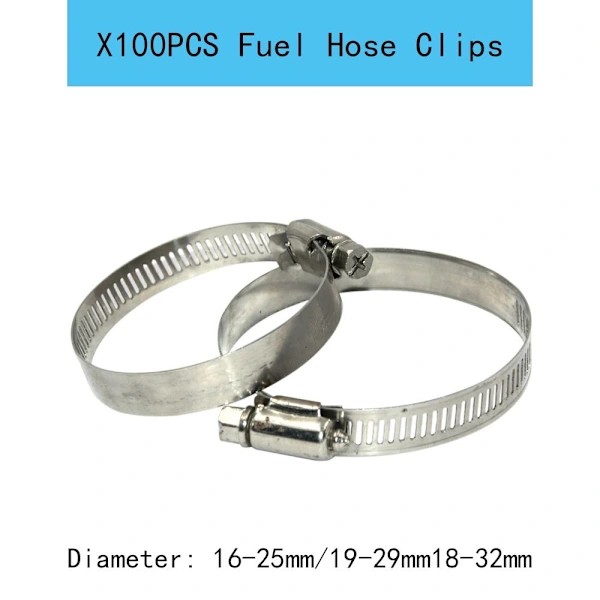 100 ST Slangklämmor Rör Bränsleslangklämmor 32MM 32mm