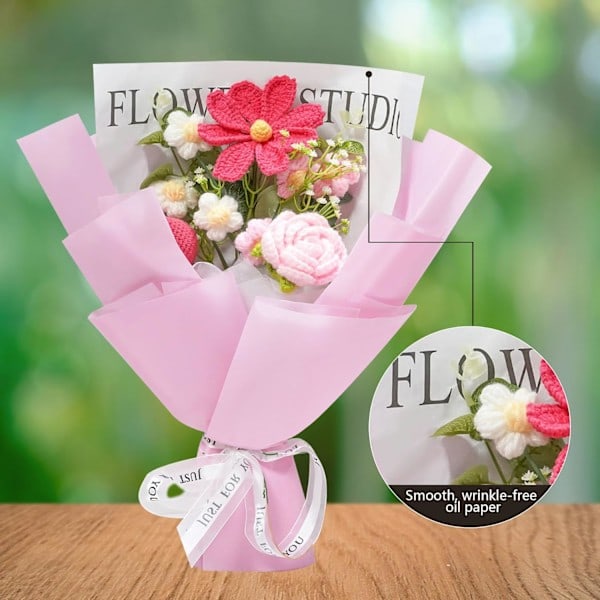 [NT] Virkad Blomsterbukett Stickad Blomsterbukett för Jubileum Examen Mors Dag
