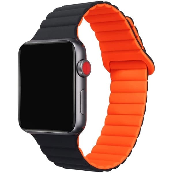 Armband för Apple Watch 42/44/45mm Magnetiskt Svart/Orange_NN