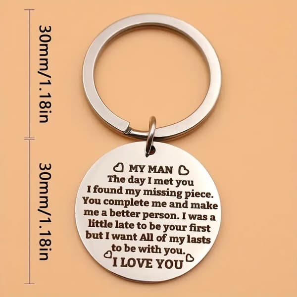 Nøkkelringer for par (2 stk) – Gravert \"My Man\" & \"I Love You\" – Unisex-gave