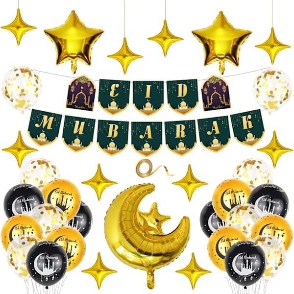 Eid Mubarak -ilmapallot ja -tarvikkeet