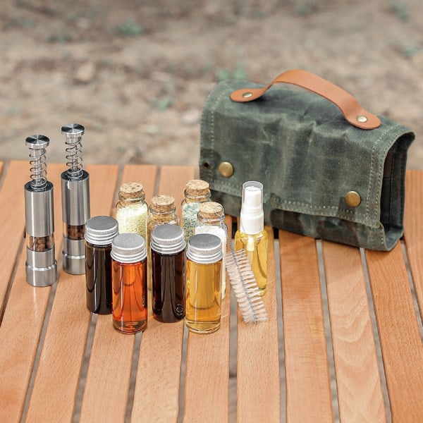 [NT] Utendørsreise Kryddersett med 12 deler hengbar Multi Spice Container Bag for piknik Army Green