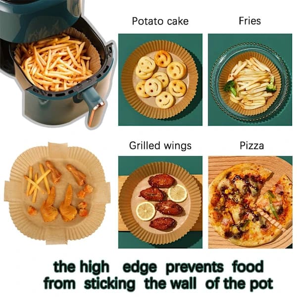 50 st Air Fryer Papper Engångs Bakplåtspapper
