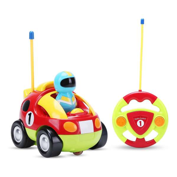 Elektrisk tecknad RC racerbilleksak med musik och ljus för småbarn
