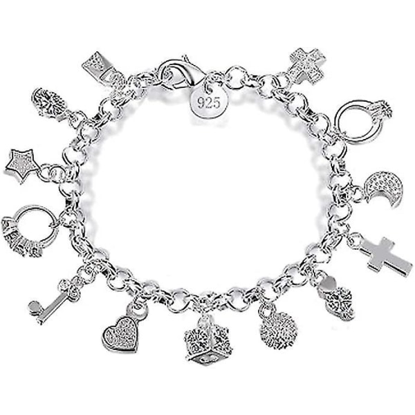 S925 Silver Tretton hängande stycken Armband För Kvinnor Present Armband Armband Smycken