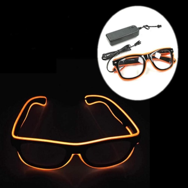 Modeglödande glasögon med batterikontroll Light Up El Wire Led Glitterglasögon för festlig julklapp på Halloween-födelsedagsfest (orange)