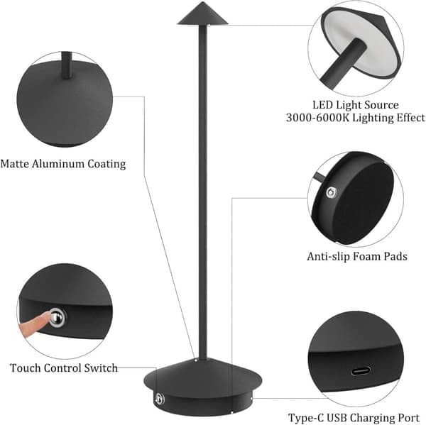 2-pak Bordlampe / Skrivebordslampe - Trådløs LED-lampe